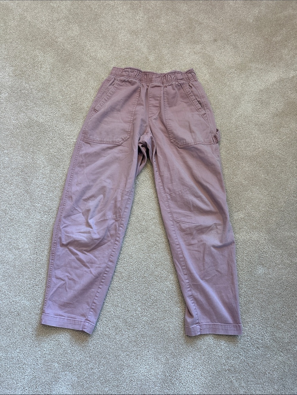 Mauve Pink Elastic-Waist Carpenter Pants Old Navy